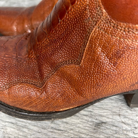 Cuadra Ostrich Leather Cowboy Western Boots Mens Brown Sz 9 Mex 28. - Picture 10 of 14